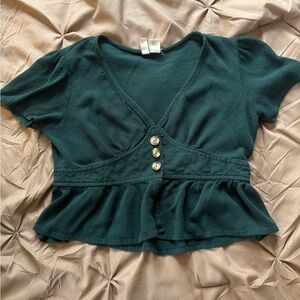 Elegant Green Buttoned Women's Top